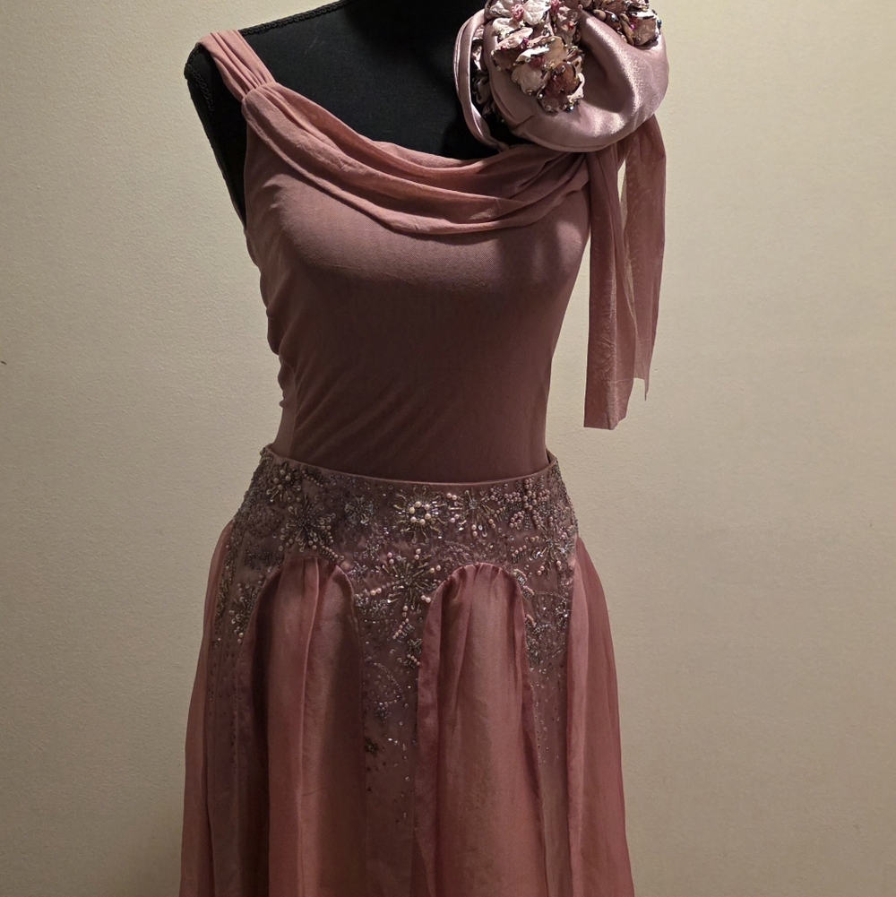 Rebecca Taylor Pink Silk Skirt with Beading Size 0 Sweet Pea Sheer Top Size S